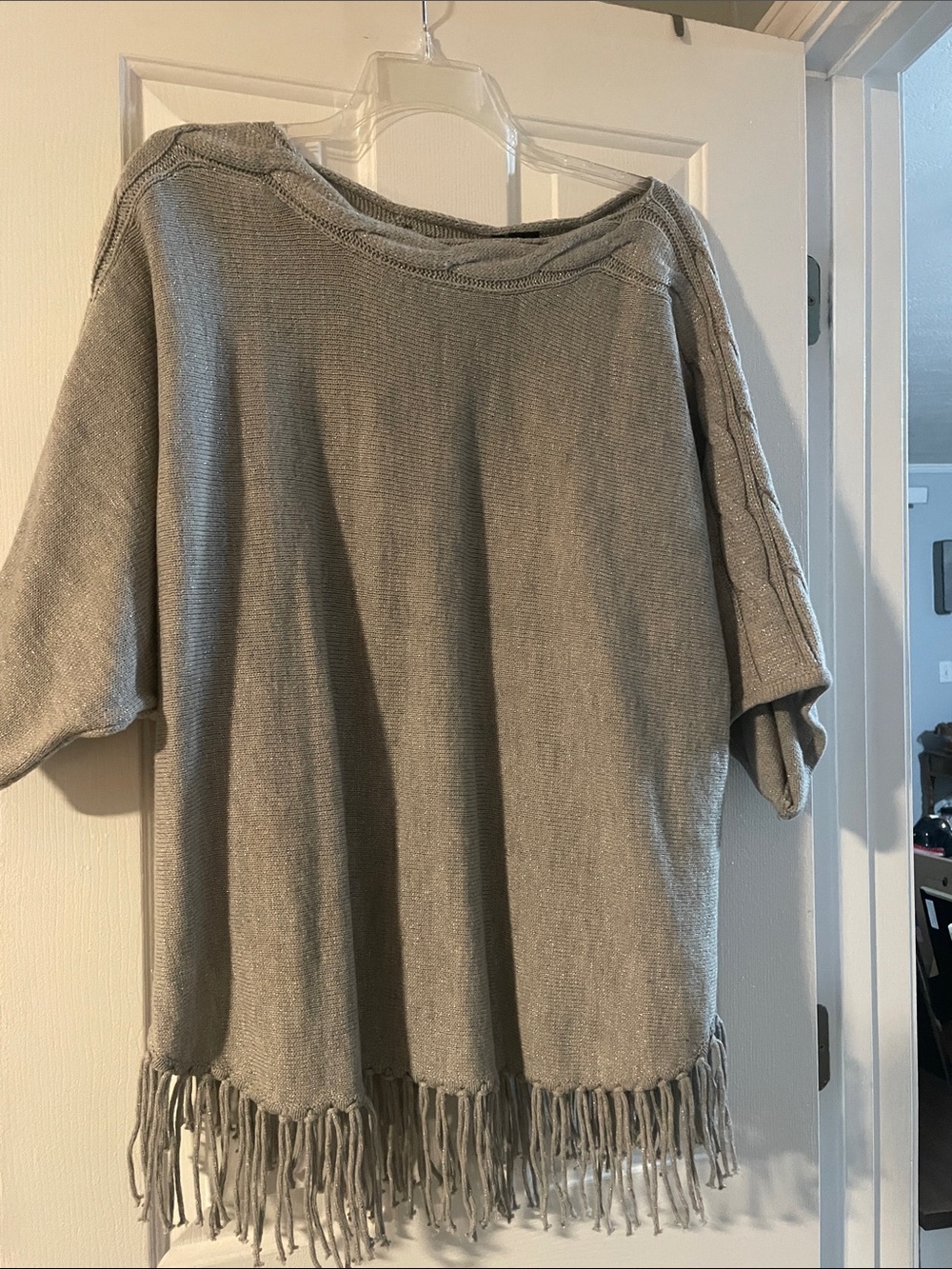 Lightweight Gray Fringe Sweater